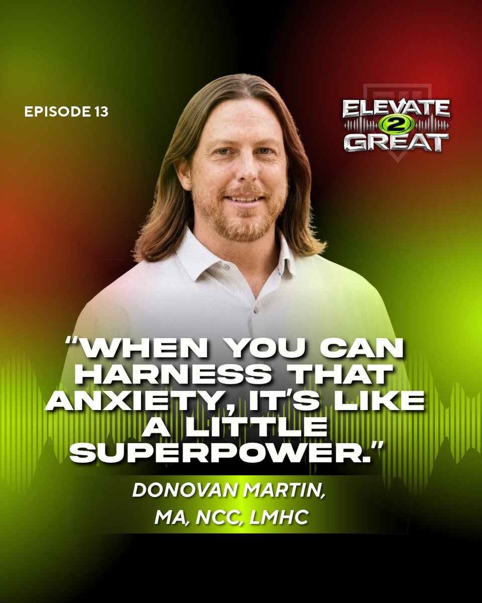 Elevate2GreatHQ's tweet photo. “When you can harness that anxiety, it’s like a little superpower.”

Pressure doesn’t always have to be the enemy. Donovan Martin explains how athletes can learn to harness it.

🎙️ Episode 13 of Elevate2Great.

#Elevate2Great #MentalPerformance #AthleteMindset #Factory11 https://t.co/hURMjwok3M