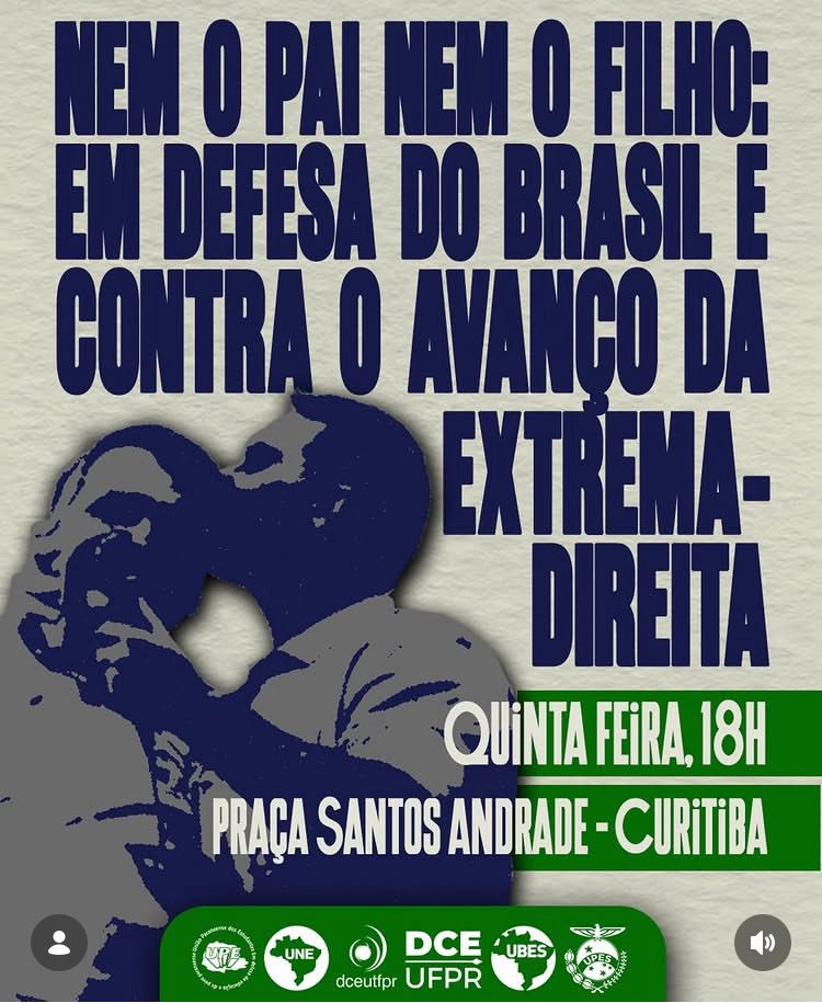 seugracinha's tweet photo. 🚨 PESSOAL DE CURITIBA, ATO NESTA QUINTA-FEIRA 18 HORAS NA PRAÇA SANTOS ANDRADE https://t.co/gNAai6S9o9