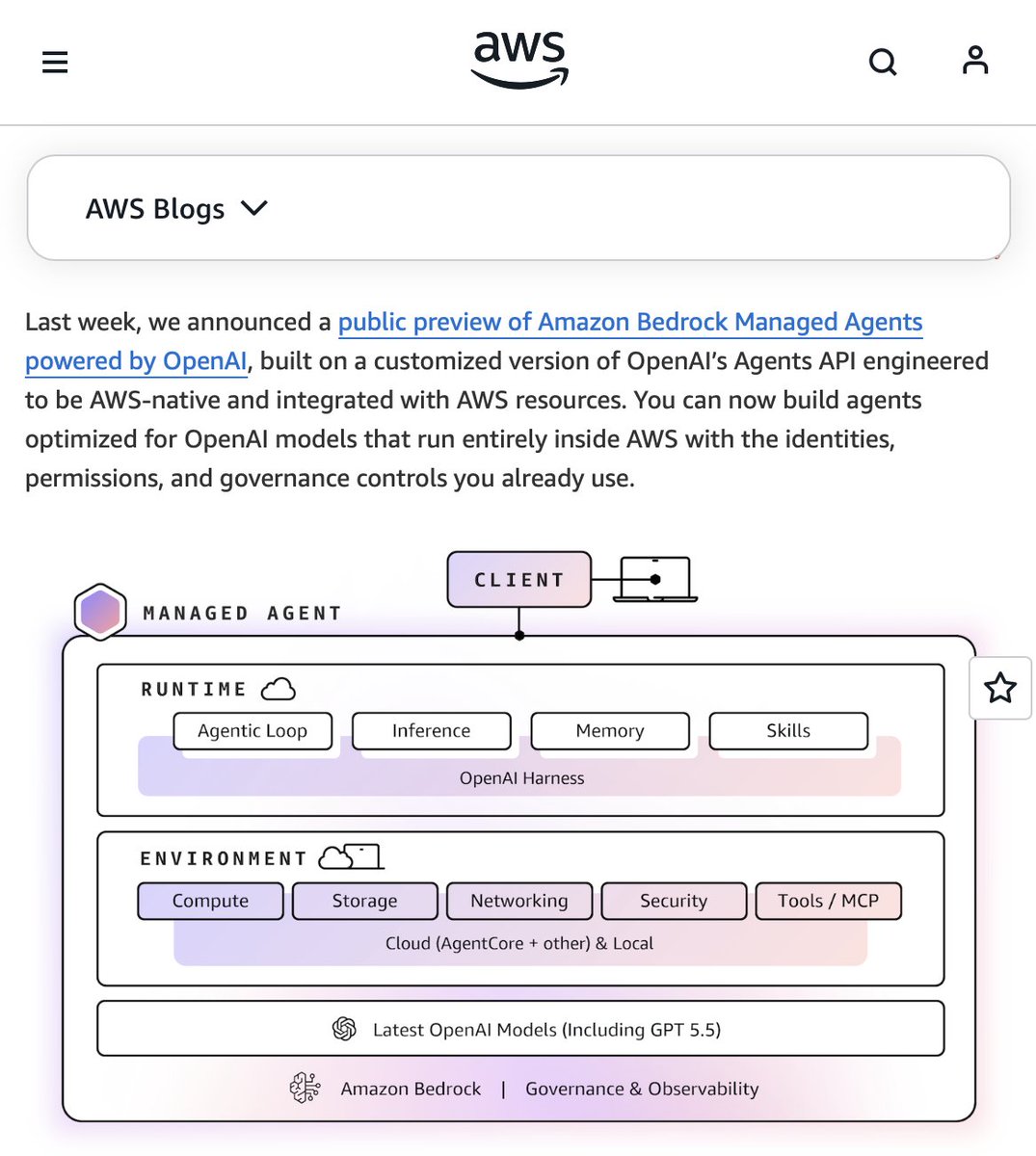 InstallKosmos's tweet photo. AWS previewed managed agents this week with GPT-6.1 Sol, Claude Sonnet 5.5 and Grok 4.7 on one model menu. Mixing vendors is normal now. So is the question: which of my agents used what? https://t.co/f0DdBsSpoJ