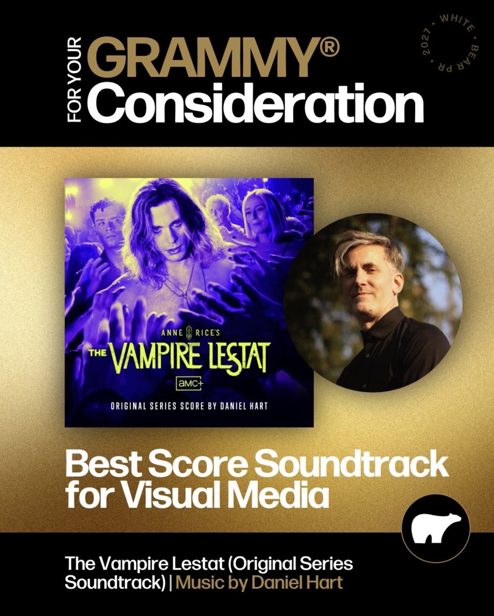 iwtvupdates's tweet photo. The score and soundtrack from The Vampire Lestat have officially been submitted for Grammy consideration! The following was said about Daniel Hart's incredible work on White Bear PR's Instagram: 

"Composer Daniel Hart brings Anne Rice's most famous vampire to the stage in AMC's The Vampire Lestat, writing both the series' original score and the rock songs that fuel Lestat's rise as a performer. From the sweeping score to "The Loneliness" and "Black Licorice," Hart's music captures Lestat's hunger for fame, connection and eternity." 

The submissions are in the following categories:

• Best Score Soundtrack for Visual Media: The Vampire Lestat (Original Series Soundtrack) • Best Compilation Soundtrack for Visual Media: The Vampire Lestat - The Failures • Best Song Written for Visual Media: “The Loneliness” • Best Arrangement, Instruments and Vocals: “Black Licorice”

The nominees for the 2027 Grammys will be announced on November 16, 2026, and the ceremony itself will take place on February 7, 2027.