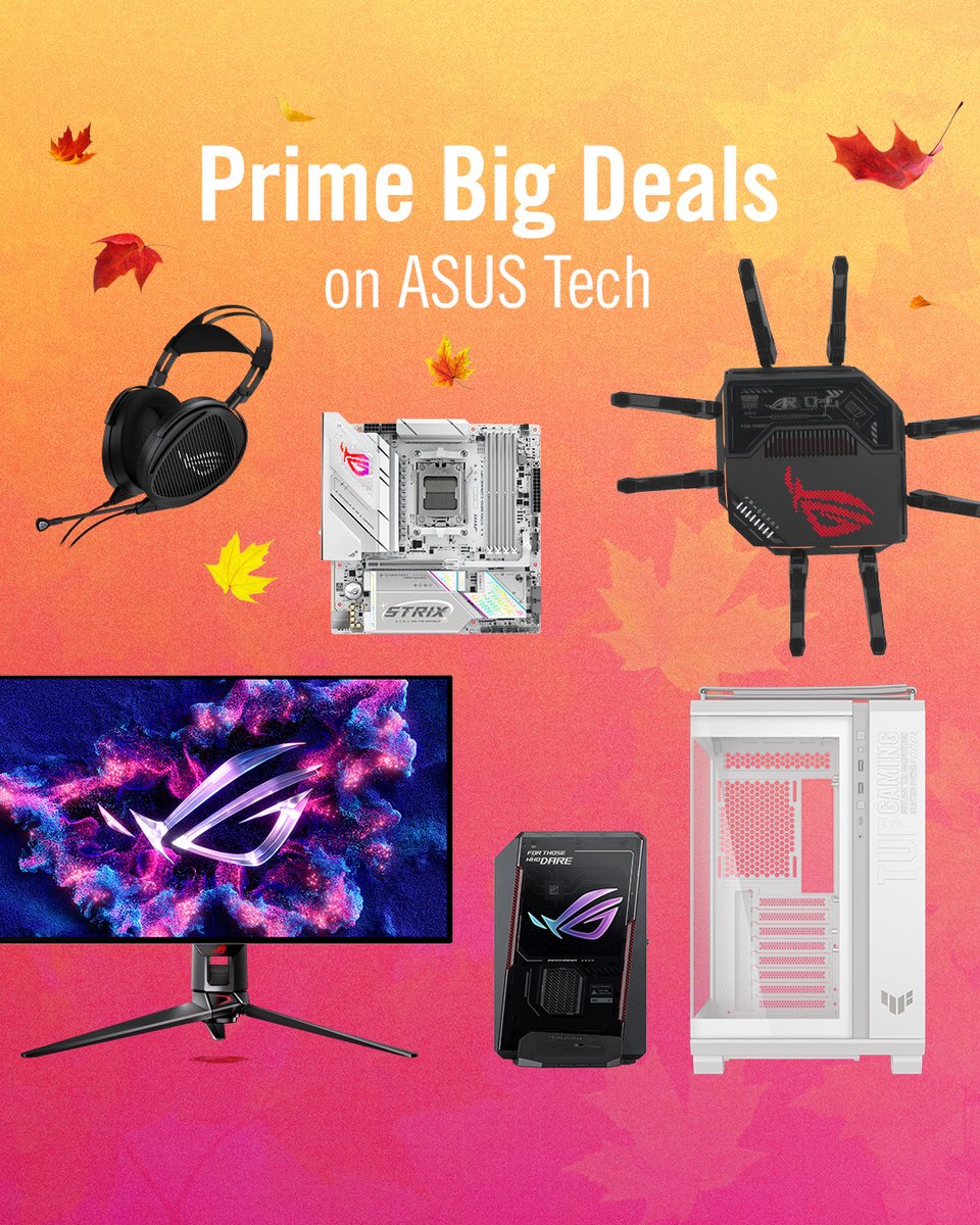 ASUS_ROGNA's tweet photo. It's time for Prime Big Deals on ASUS and ROG tech! 📦✨

Get the deals you've been waiting for only only on 10/6 - 10/7 and upgrade your setup today 🖥️⌨️🎮

Shop Prime Deals 👇
https://t.co/FfM8rxlut3 https://t.co/CckVSsv5JQ