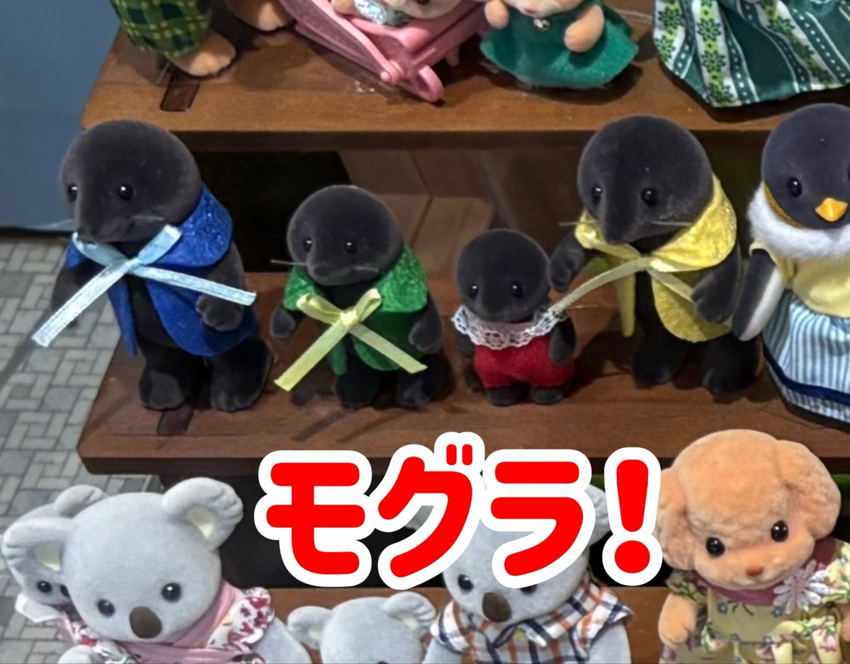 chocoanduchu's tweet photo. ソラマチのシルバニアファミリー森の大きなお家でモグラをひたすら探す旅 その2
集合写真でほぼ床に同化するモグラファミリー
拡大して表情を見た時「床やない、君らはモグラや…！」と申し訳なくなったと同時にさらに愛を深めた… https://t.co/gcBS8AzVeD