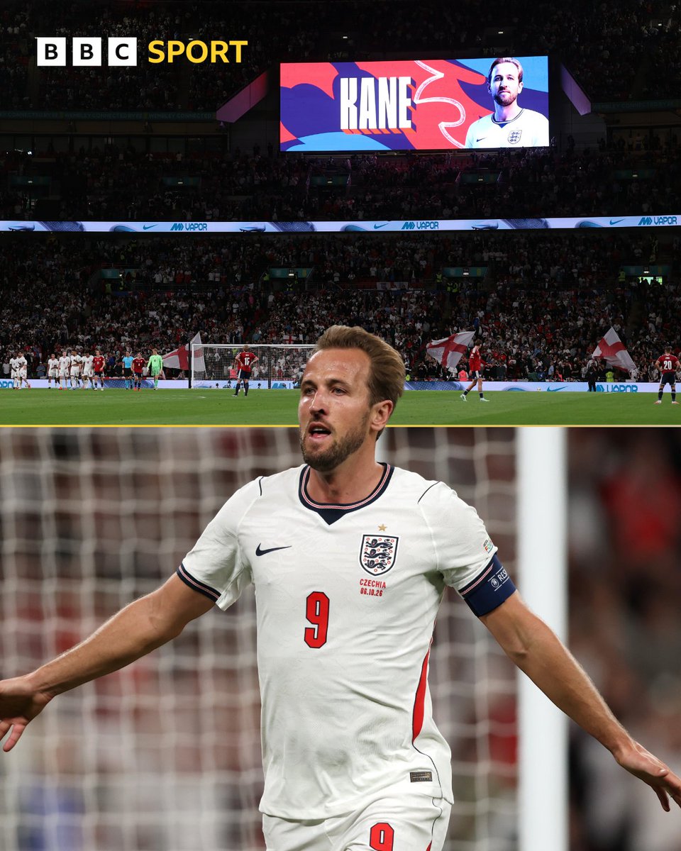 BBCSport's tweet photo. On the night he reaches 125 caps to equal Peter Shilton's record, he scores his 90th England goal 💪

Harry Kane is inevitable. https://t.co/4kJV50CqaY