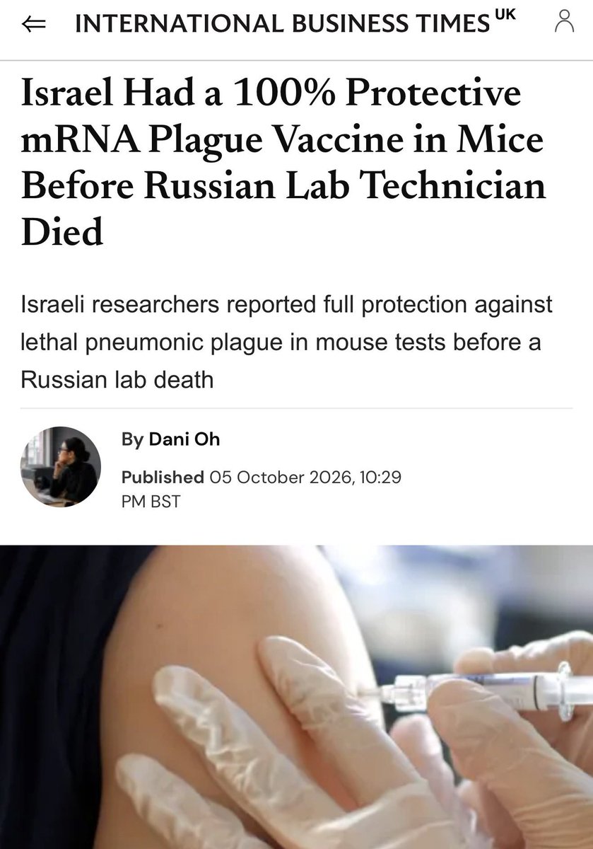 Honza4746's tweet photo. ‼️🇮🇱 Izrael preventivně vyprodukoval vakcínu proti moru plicnímu těsně předtím, než ruský laboratorní technik rozbil ampulku, uvolnil patogen a zemřel.
😁😁😁
To vůbec nesmrdí židovskou levárnou 😁 https://t.co/9xNcBOimXh
