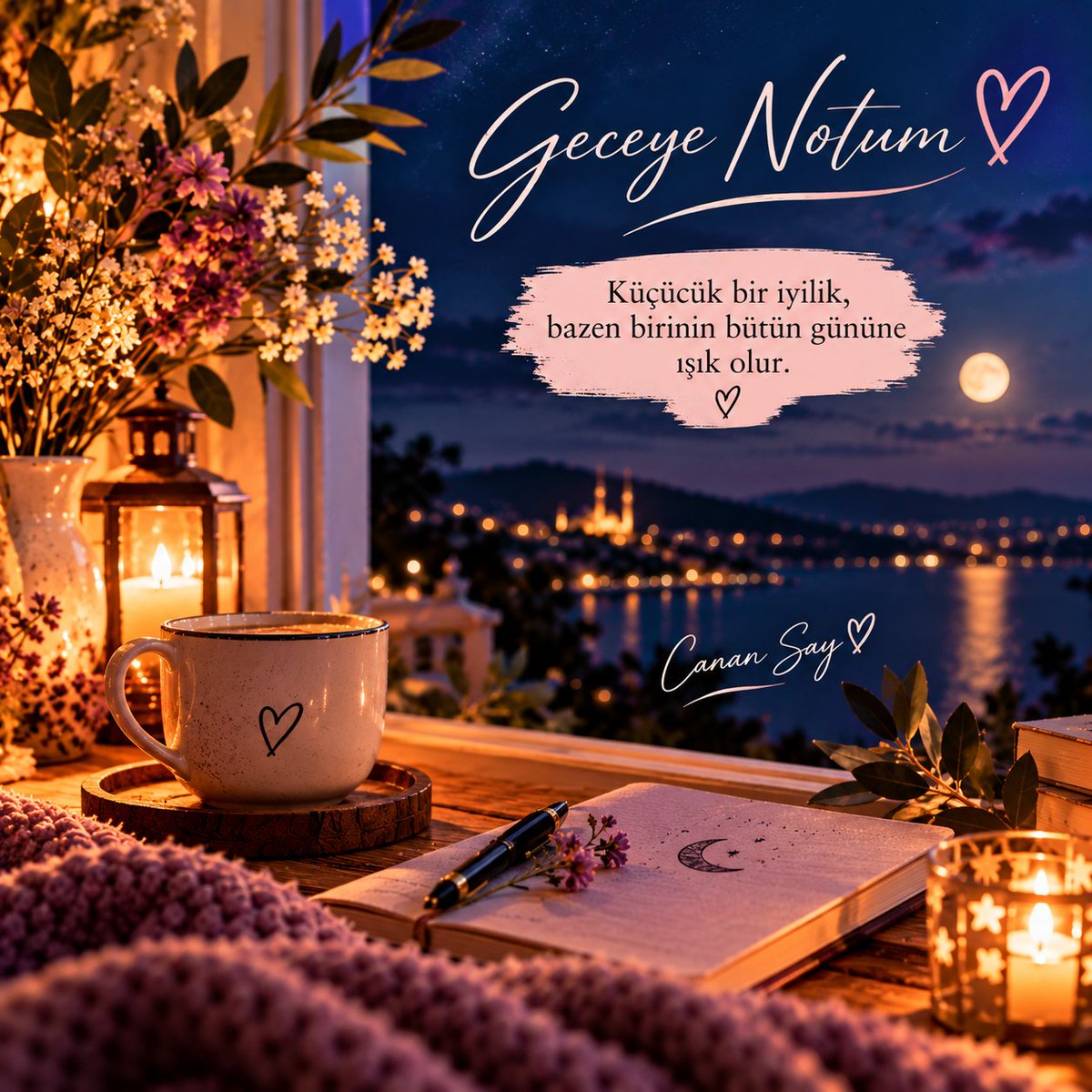 nevbaharreyhan's tweet photo. Bazen dünyayı değiştirmek gerekmiyor…
Birini içtenlikle dinlemek, güzel bir söz söylemek, küçücük bir iyilik yapmak yetiyor. 💜
Belki bugün birinin gününde güzel bir iz bıraktın.
#GeceyeNotum #İyilik #CananSay https://t.co/Axwgt5zCTP