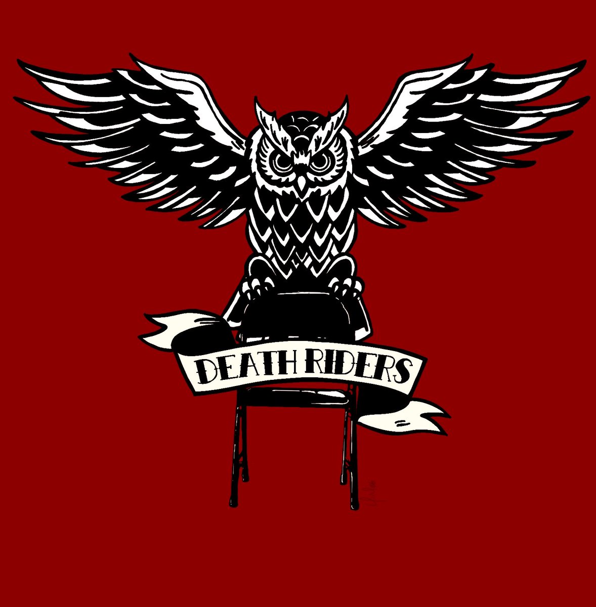 RoyaltyCanadian's tweet photo. I made a little edit to the 
Death Riders logo.  ❤️🦉🪑
#AEW #AEWDynamite https://t.co/ImxKzvwx97