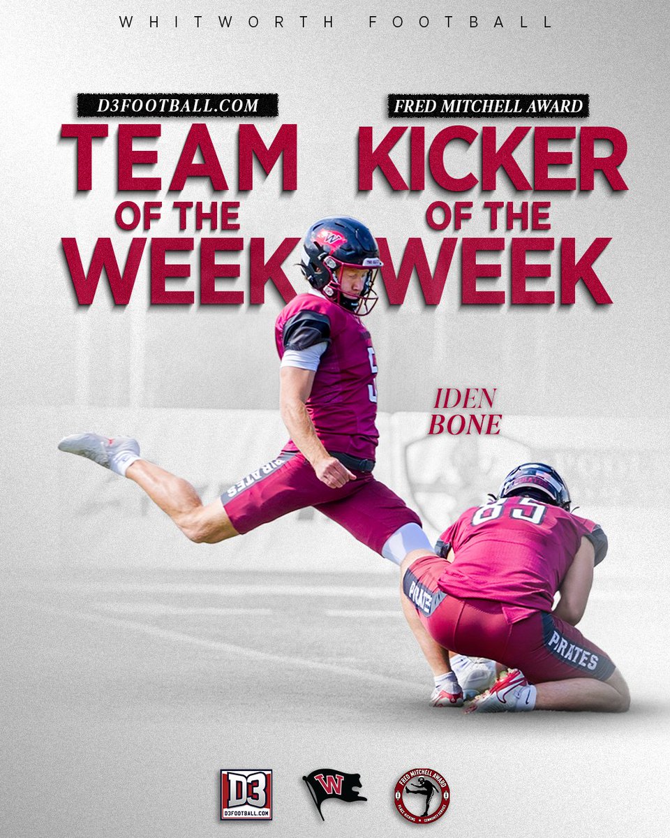 gobucs's tweet photo. National recognition for our guy 🦴🏴‍☠️

Iden Bone has been named to the @d3football Team of the Week and named a Fred Mitchell Award Kicker of the Week.

#scobucs https://t.co/Cl2ilR6KWA
