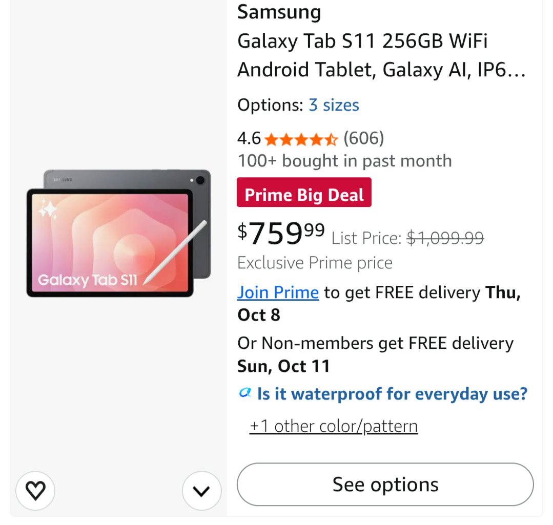 SPECDeals's tweet photo. Samsung Galaxy Tad S11 is on a Big Sale

https://t.co/7lB4ZwQ9Aa https://t.co/6O5wAPI7qr
