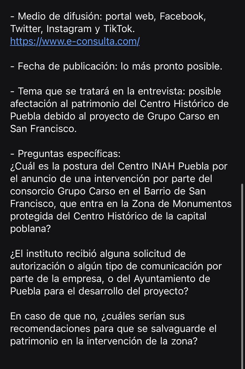 azo_diego's tweet photo. @CentroINAHPue @INAHmx el viernes pasado se les solicitó vía WhatsApp y correo electrónico una entrevista o una postura sobre la inversión de Grupo Carso en Paseo San Francisco, que podría afectar al patrimonio del Centro Histórico de Puebla.

Esperamos su respuesta. @e_consulta https://t.co/K73N5jNv0L