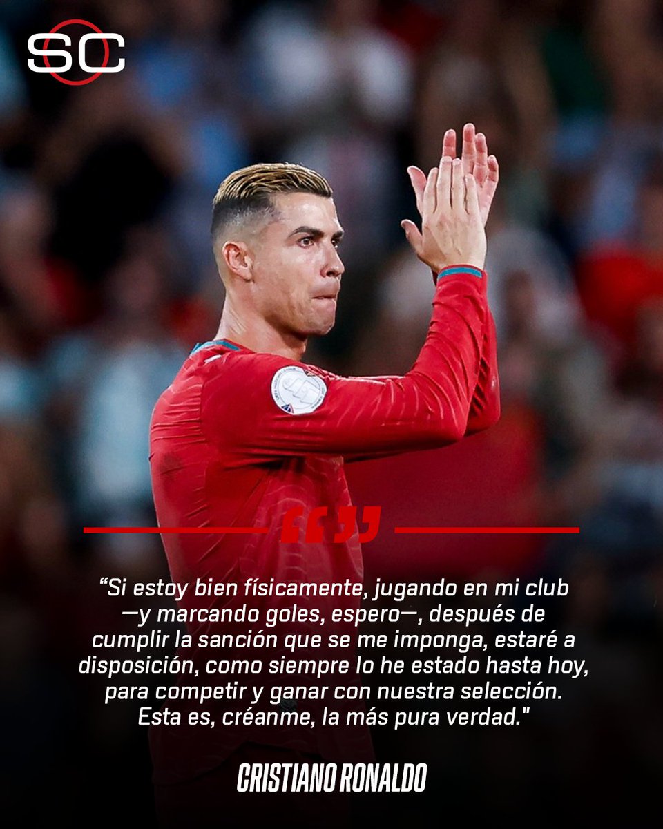 SC_ESPN's tweet photo. 🚨 LO CONFIRMÓ ÉL MISMO: ¡SIGUE EN LA SELECCIÓN! 🚨

🇵🇹 A través de un comunicado, Cristiano Ronaldo explicó todo lo sucedido con Jorge Jesus y aseguró que "ESTÁ A DISPOSICIÓN" https://t.co/35O2ZUsZ8P