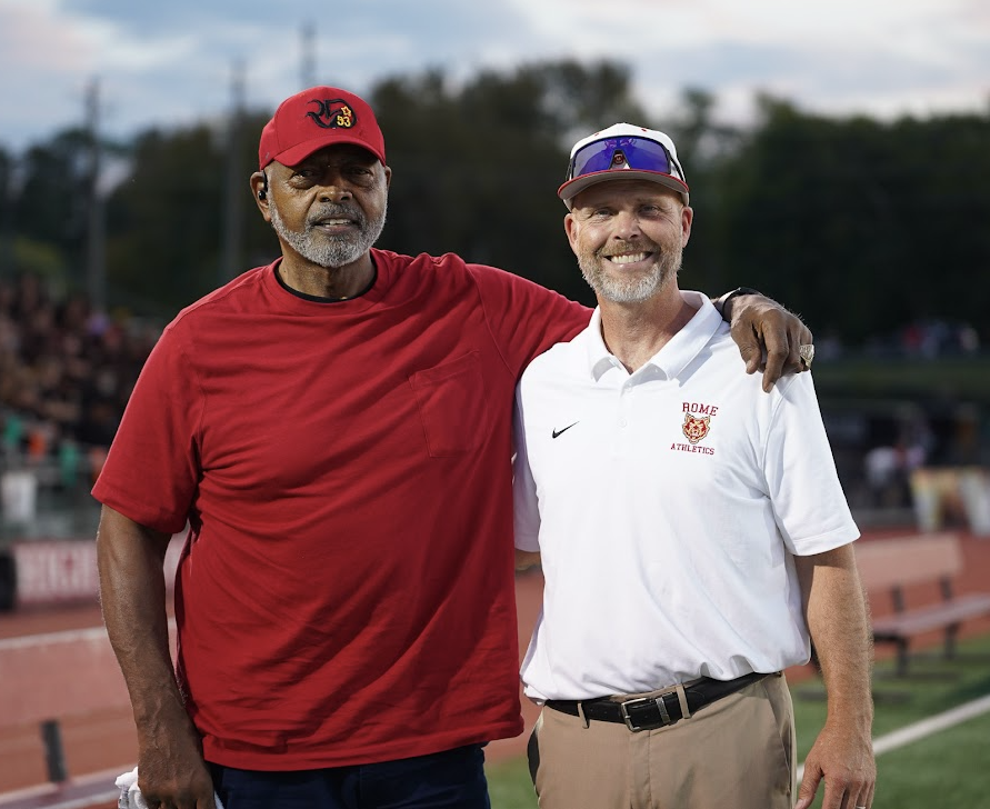 WolvesGameday's tweet photo. Friday Night-our AD got to honor 17 year NFL vet and East Rome class of '76 alumni Ray Donaldson as an Honorary Team Captain. https://t.co/UpVwZvA6dV