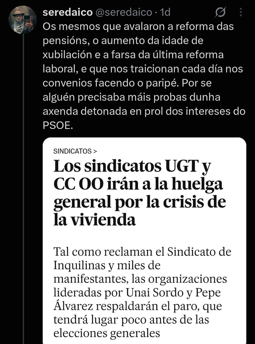 revirolo's tweet photo. Imos ver moito chío borrado e volantazos discursivos en tempo récord tras do anuncio de que a CIG secunda a folga xeral (de Madrid? do PSOE?). É o de menos. Só están enfadados pola noticia a patronal, os rentistas e algún liberado badulaque. https://t.co/XBkUg7pcZQ