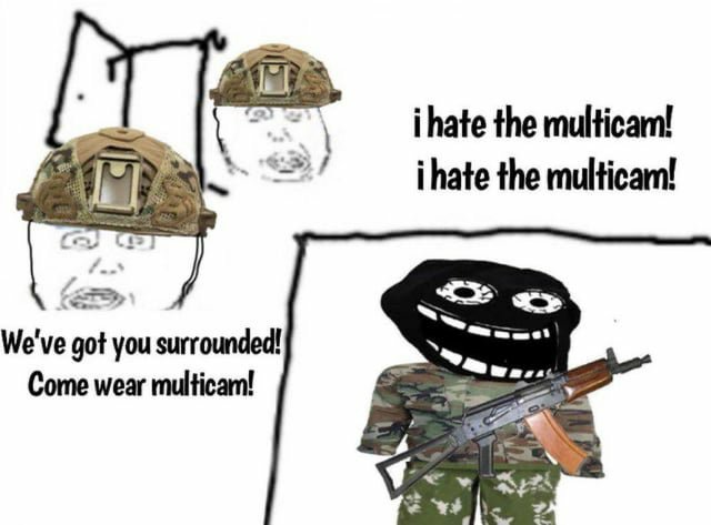 Projektdarkness's tweet photo. >new camo release
>It's multicam but different
>It's over for good camo enjoyers https://t.co/fwvIPqFezL