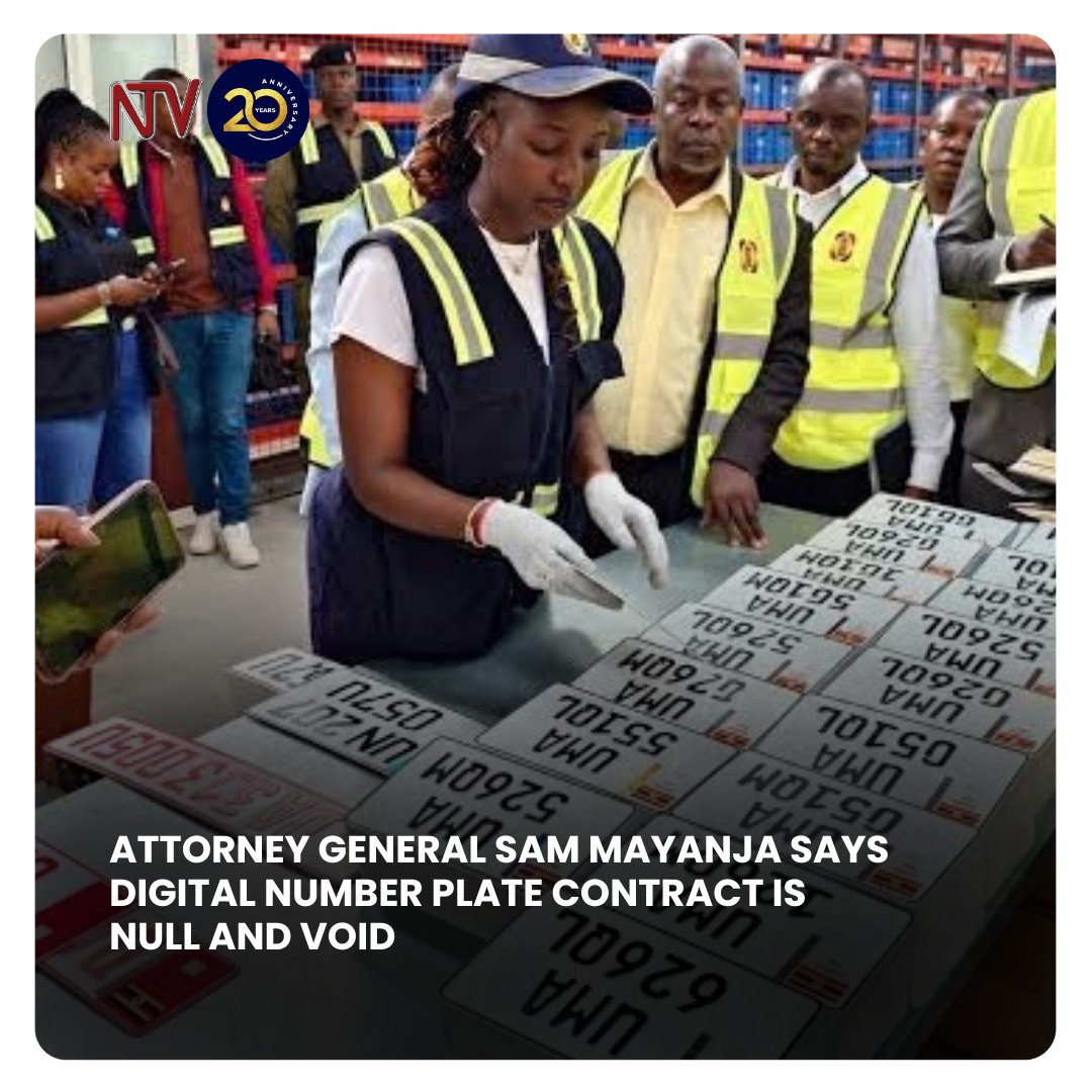 ntvuganda's tweet photo. Attorney General says digital number plate contract is null and void.  

#NTVNews https://t.co/tMYCSGPeoG https://t.co/L8jl5kyoTY
