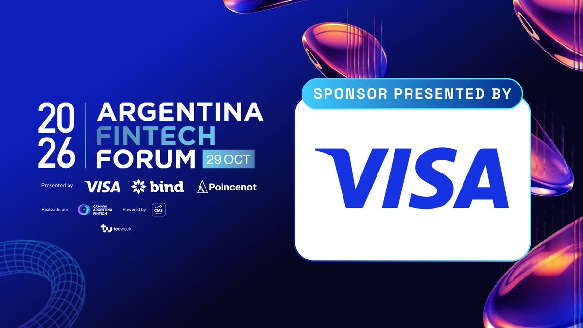 CamaraFintechAr's tweet photo. 🚀 Visa vuelve a ser Presented by del Argentina Fintech Forum

A 23 días del gran encuentro de la industria financiera argentina, gracias a @visa por acompañarnos una vez más como Presented by de esta edición.

Jueves 29 de octubre 
📍 CEC Buenos Aires

👉 https://t.co/JChgAu3SI2

#AFF2026