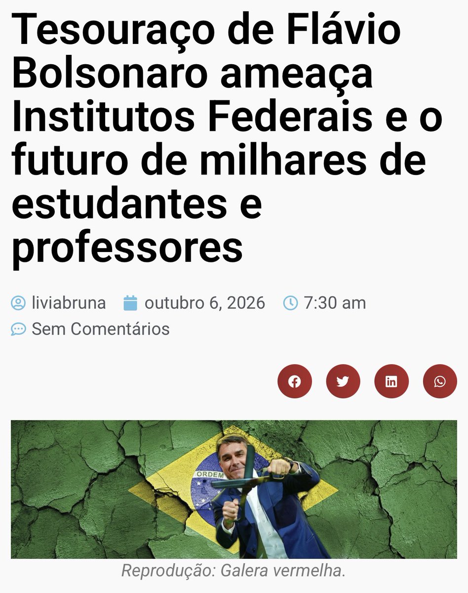 InfoOP81's tweet photo. Os estudantes e pesquisadores consideram as propostas de Flávio Bolsonaro graves para os mestrandos e doutorandos, porque elas atacam diretamente o financiamento da ciência e o futuro da carreira acadêmica no país. 

Um dos pontos mais criticados é a intenção de privatizar 95% das estruturas públicas, o que gera o temor de um desmonte generalizado das universidades públicas e gratuitas que concentram a maior parte da pesquisa nacional. Além disso, os estudantes alertam para um plano de retirar as universidades federais do Ministério da Educação e transferi-las para o Ministério da Ciência, Tecnologia e Inovação. 

Essa mudança é vista com forte preocupação porque a Constituição Federal garante uma vinculação obrigatória de verbas da arrecadação do governo especificamente para o Ministério da Educação, de modo que a transição resultaria em uma perda SIGNIFICATIVA de orçamento, afetando diretamente a manutenção de laboratórios e a oferta de bolsas de estudo. 

Destacamos o impacto de uma futura reforma administrativa que pretende mexer na estabilidade do servidor público, no Reconhecimento de Saberes e Competências e no regime próprio de previdência. Como os pós-graduandos se preparam para ingressar no funcionalismo público como professores ou pesquisadores, essas medidas são interpretadas como a destruição de suas perspectivas profissionais e como um desestímulo à produção de conhecimento científico com forte impacto social.