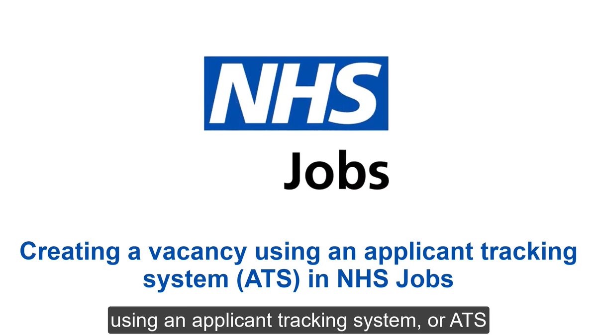 Slide with the NHS logo titled 'Jobs' featuring the text 'Creating a vacancy using an applicant tracking system (ATS) in NHS Jobs' and 'using an applicant tracking system, or ATS'.