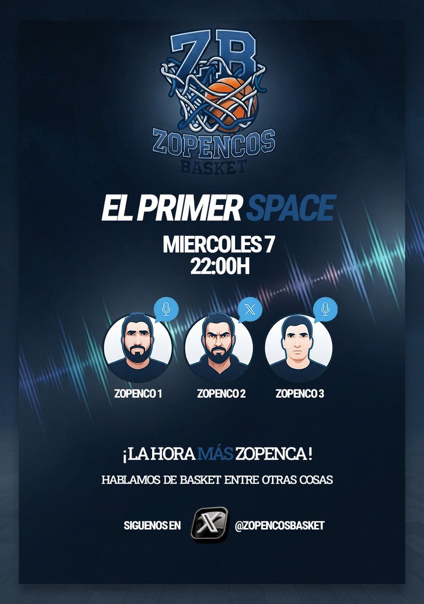zopencosbasket's tweet photo. 🚨Habemos primer Space de "Zopencos de Básket"🚨

Y los zopencos son...
🎙️ @alvademar 
🎙️ @borja_barredo 
🎙️ @RubenFerSan78 

Hablaremos de @baloncestoSDP , 2ª FEB, la polémica plataforma "baloncesto TV" y de todo un poco.

🗓️Mañana miércoles, 7 de octubre.
⏰22:00 h.

En "X". https://t.co/YiQdxKlhYq