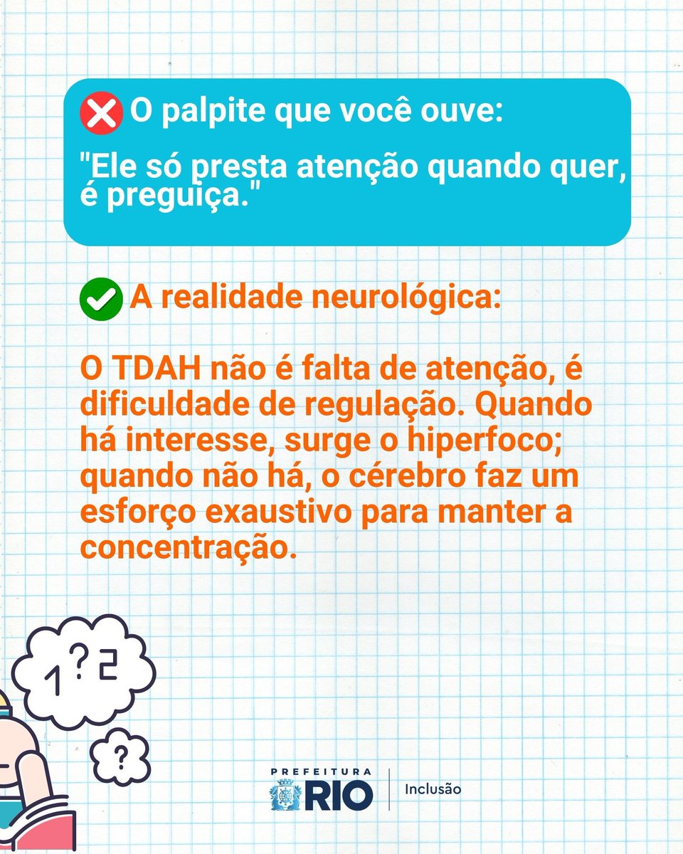 inclusaorio's tweet photo. Neste mês de conscientização sobre o TDAH, ajude a espalhar informação que acolhe em vez de julgar.

Outubro é o mês de conscientização sobre o TDAH, mas para quem vive essa realidade todos os dias, a conscientização precisa ser diária. 🧠💚 https://t.co/s3zt9H0Jmp