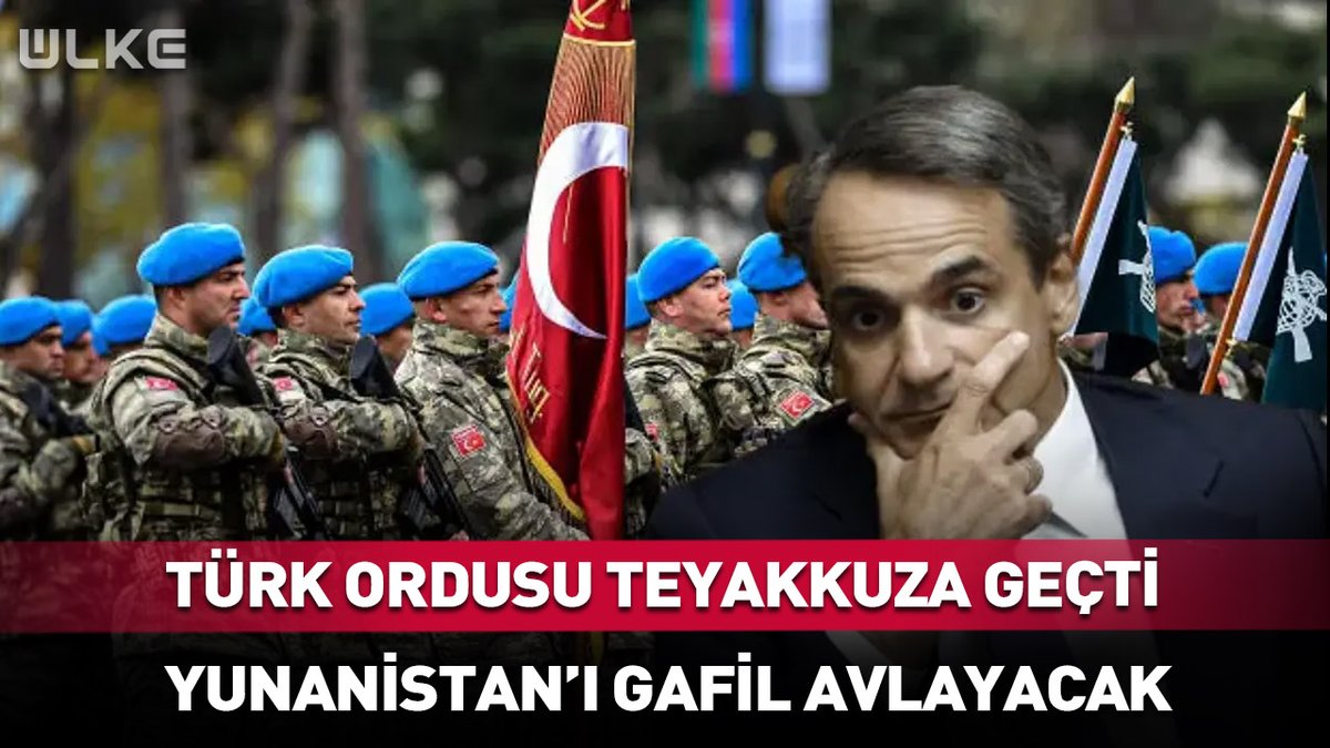 A news thumbnail from 'ÜLKE' showing Turkish military soldiers in blue berets with Turkish flags alongside a thoughtful-looking man, with Turkish text reading 'TÜRK ORDUSU TEYAKKUZA GEÇTİ YUNANİSTAN'I GAFİL AVLAYACAK.'