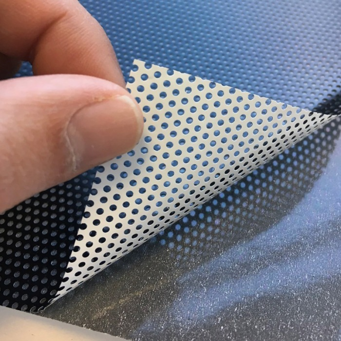 GTAGFX's tweet photo. Fun fact: They seem to using a contravision material for this #GTAVI graphic.

This material has lots of tiny perforated holes and allows people to still see out of the building from the inside. This is why the print has a strange "faded" look to it. https://t.co/ibvLE5r9nY