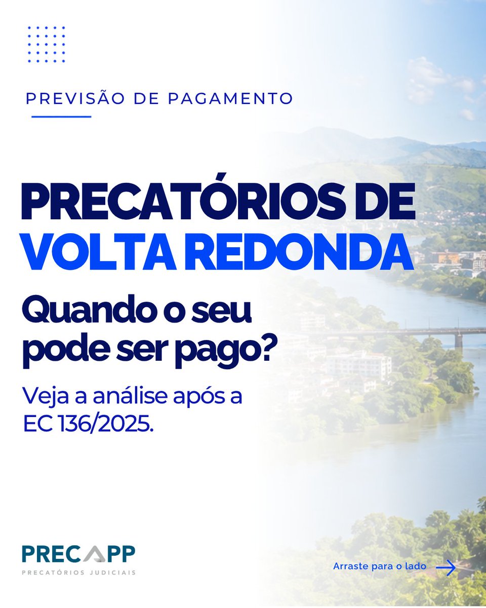 precapp's tweet photo. Precatórios de Volta Redonda: quando o seu pode ser pago?

Confira as projeções da Precapp e entenda o que pode mudar a previsão. Estimativas, não prazos oficiais.

Leia a análise completa 
https://t.co/9yD4IKvyjz https://t.co/r66uJEc61h