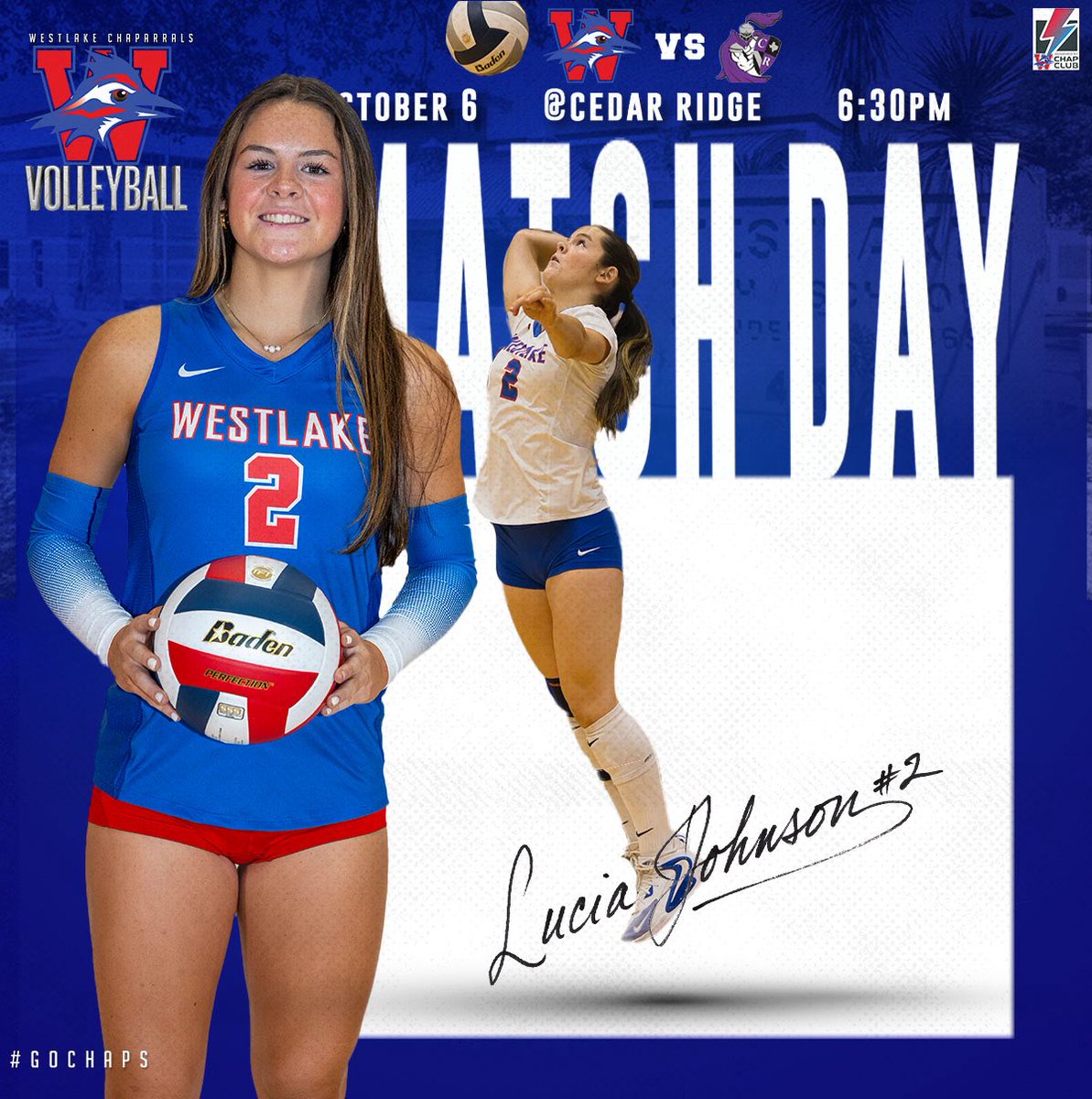 Westlake_Nation's tweet photo. Following Friday’s huge win over Round Rock, Volleyball is back on the floor tonight at Cedar Ridge. The Chaps and Raiders are set for first serve at 6:30pm. #GoChaps https://t.co/gAXL332z5d