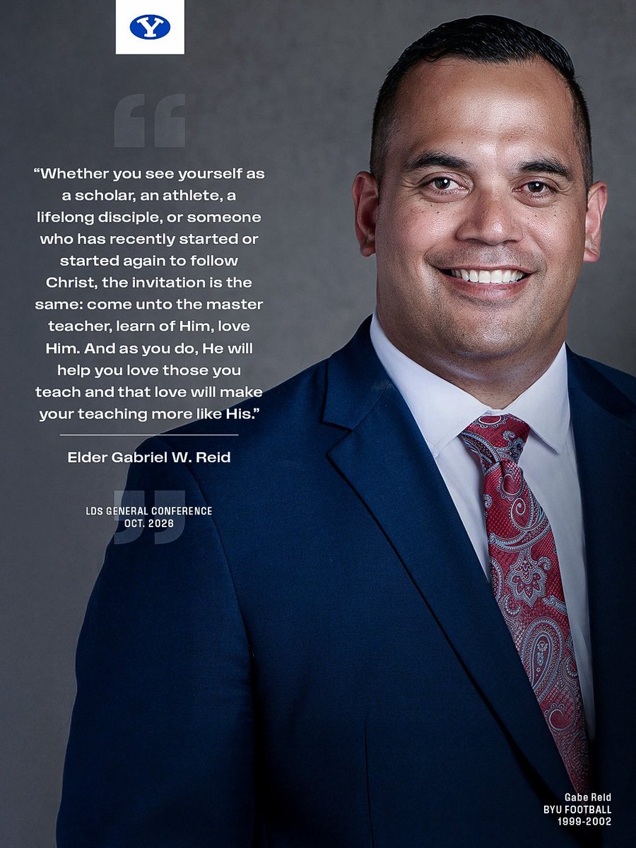 BYUCougars's tweet photo. Grateful to hear Christ-centered messages from BYU Football alumni during General Conference this past weekend 🤍 https://t.co/vrLwGLKuHe