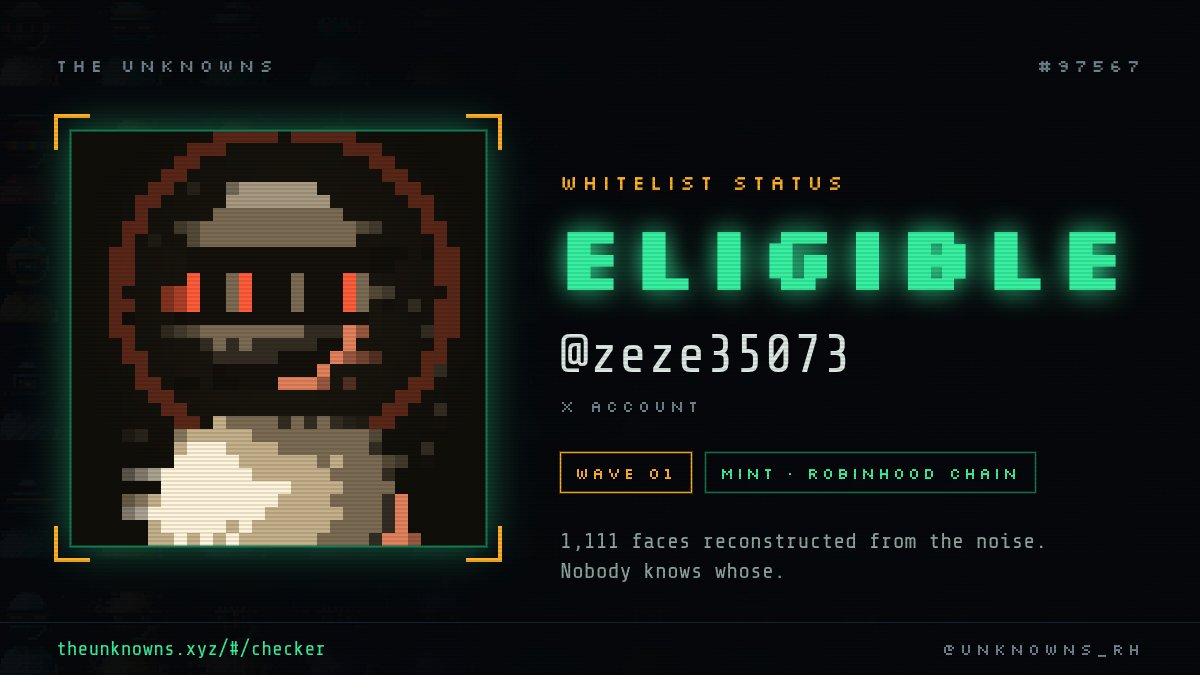 zeze35073's tweet photo. > signal received
> face resolved
> status: ELIGIBLE

1 of 1,111 pulled out of the noise. @Unknowns_RH

you might be in here somewhere:
https://t.co/ryX4YxxtVA https://t.co/RHJCIYNCZo