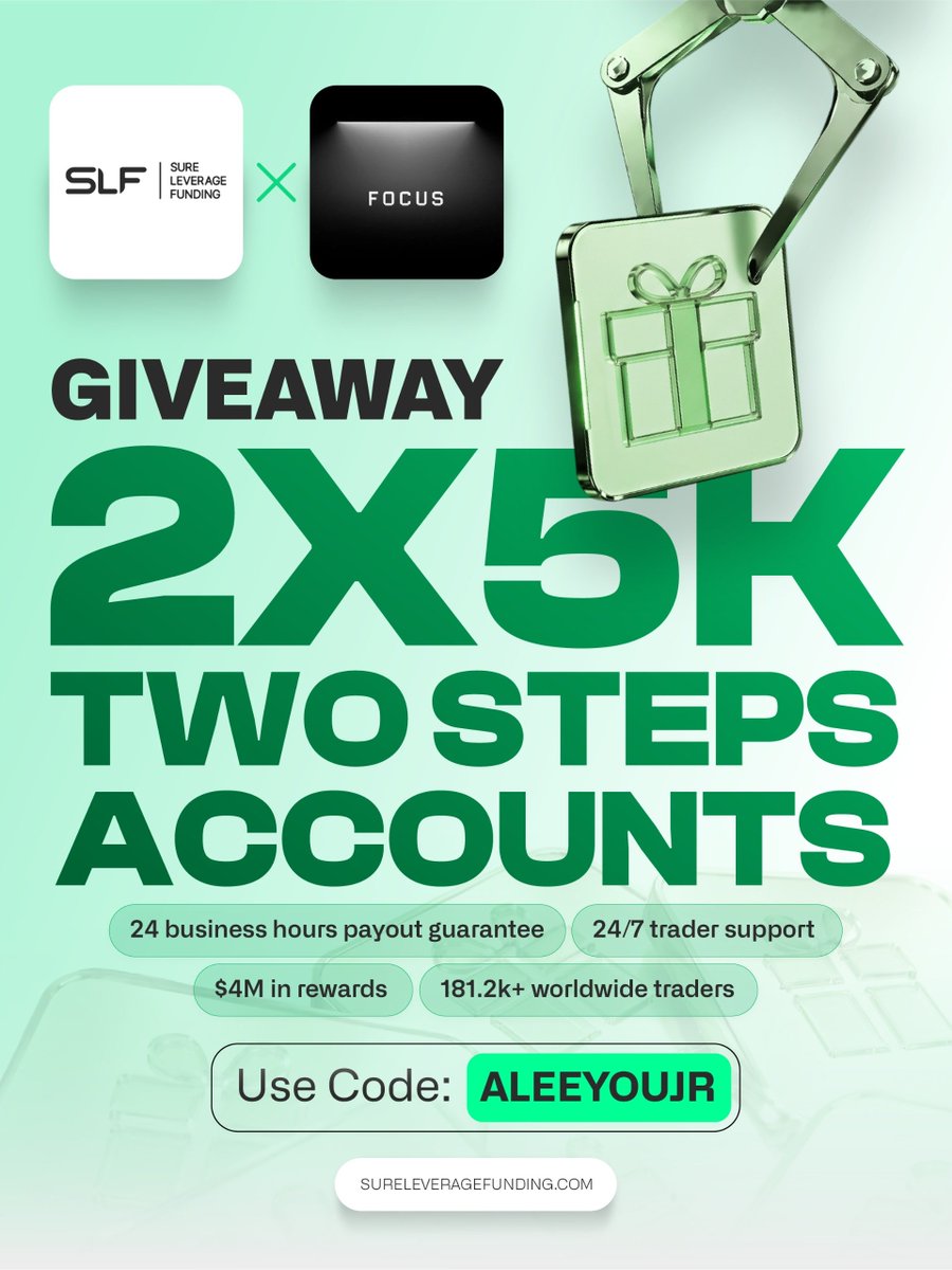 Aleeyou_Jr_'s tweet photo. Giveaway time 🎉 
We're giving 2x5k accounts

To enter.
Follow  @SureLeverage @Aleeyou_Jr_ @SLF_Payouts @Manivel2811 

Use the code ALEEYOUJR to enjoy 42% discount 
Like and repost+tag 3 friends 

Join my TG https://t.co/pdh9pC24st

Also follow.
@khaleepsonfx @Hustler_A3 @yungsk001 @Iam_ajiya @Babasadeeq1998 

Drop the proof in comment. Good luck 🍀