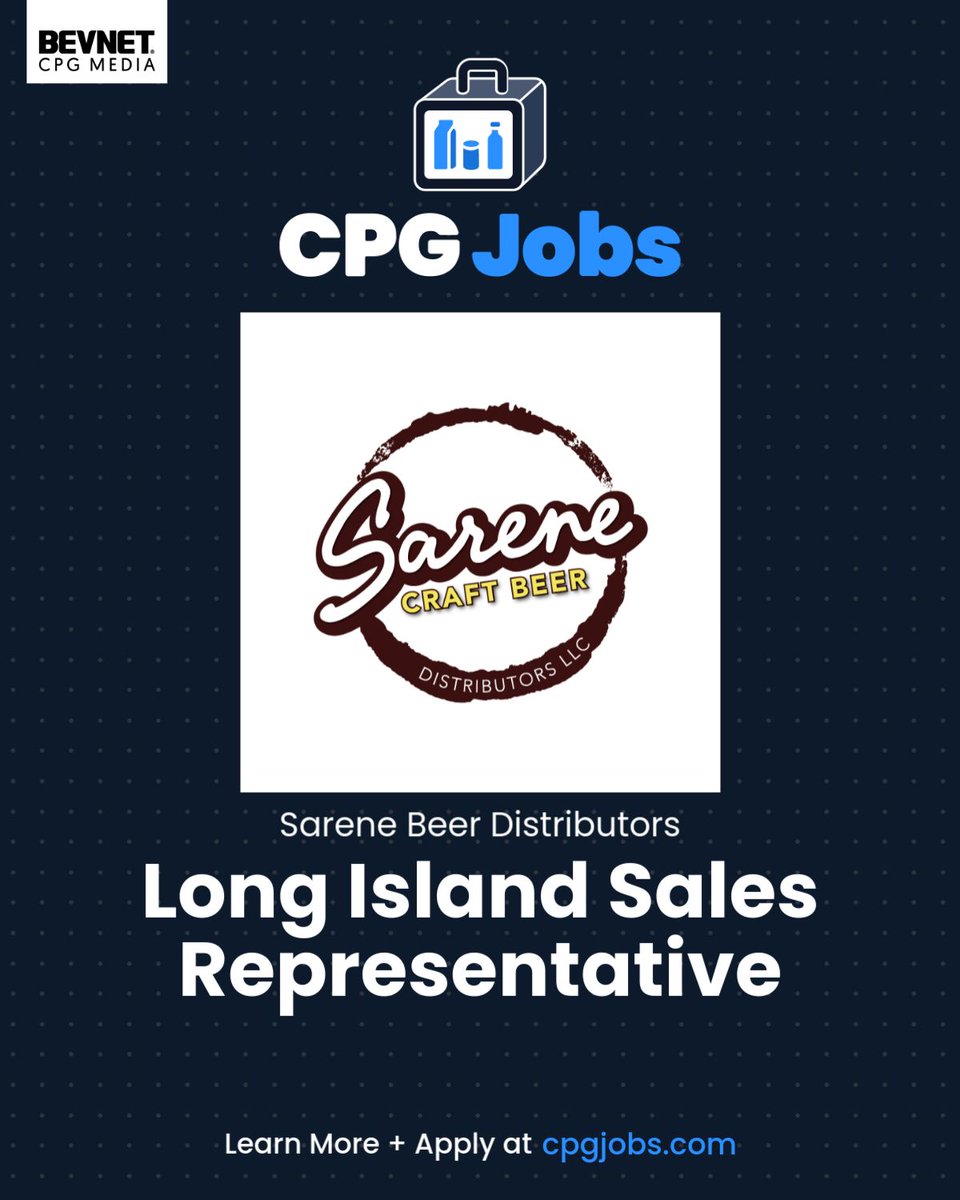 CpgJobs's tweet photo. Sarene Beer Distributors is hiring a Long Island Sales Representative in Hempstead, NY. View the job and apply: https://t.co/s0Kt0m4dke https://t.co/3wtk266xiW