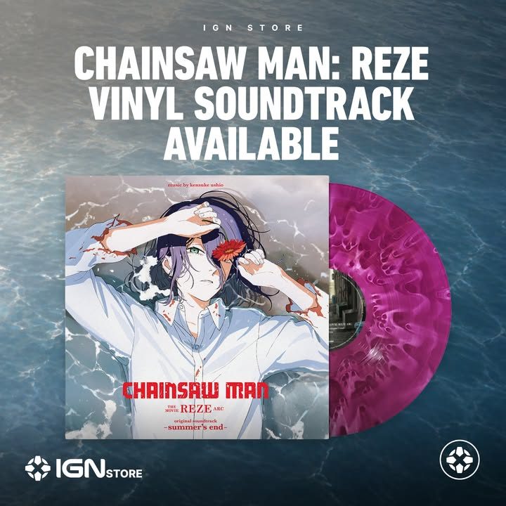 IGNStore's tweet photo. The Chainsaw Man: Reze Arc OST captures every emotional shift of the Reze Arc. From intimate cues like “in the pool” and “in the sea” to the overwhelming intensity of “edge of chainsaw (typhoon version)”  
Preorder here: https://t.co/qeFHJEEhy0 https://t.co/WprMqPXksY