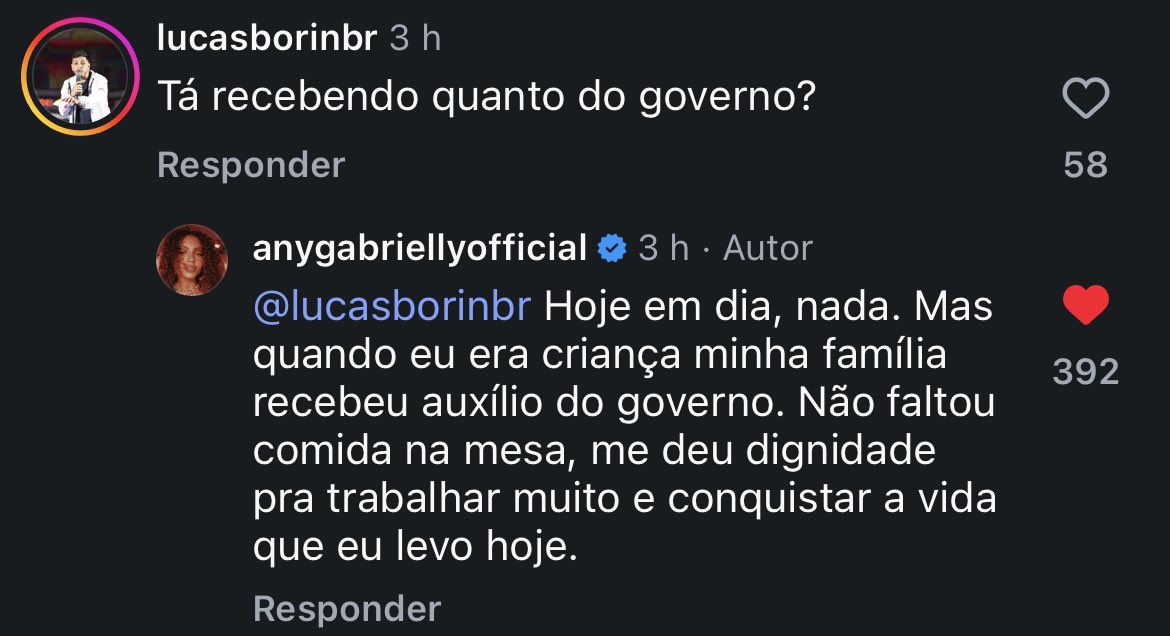 AGAcervo's tweet photo. simplesmente any gabrielly dando fecho nos bolsonaristas no Instagram 

#FandomsComLula https://t.co/IVs8neoSAn