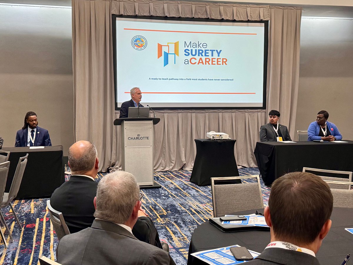 nasbp's tweet photo. On October 1, NASBP Immediate Past President Robert Coon presented at the Gamma Iota Sigma Annual Conference to promote the #MakeSuretyACareer Program to students &amp; faculty in in risk management, insurance &amp; actuarial science. #MakeSuretyACareer #StabilityThroughPurpose #NASBP https://t.co/UdICliiffF