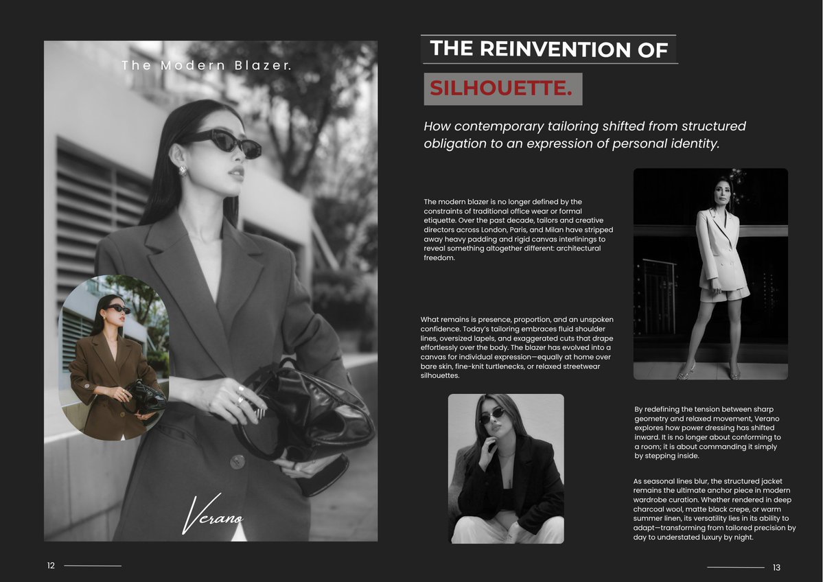 LeoStudios_'s tweet photo. Editorial design concepts.

​We continued the Verano magazine design with a double-page spread. 🖤🌹

​• Pg. 12: Full-bleed imagery &amp; silhouette composition
• Pg. 13: Editorial layout &amp; typographic hierarchy
#graphicdesign #graphicdesigner #magazinespread https://t.co/zz7w5KAw0F