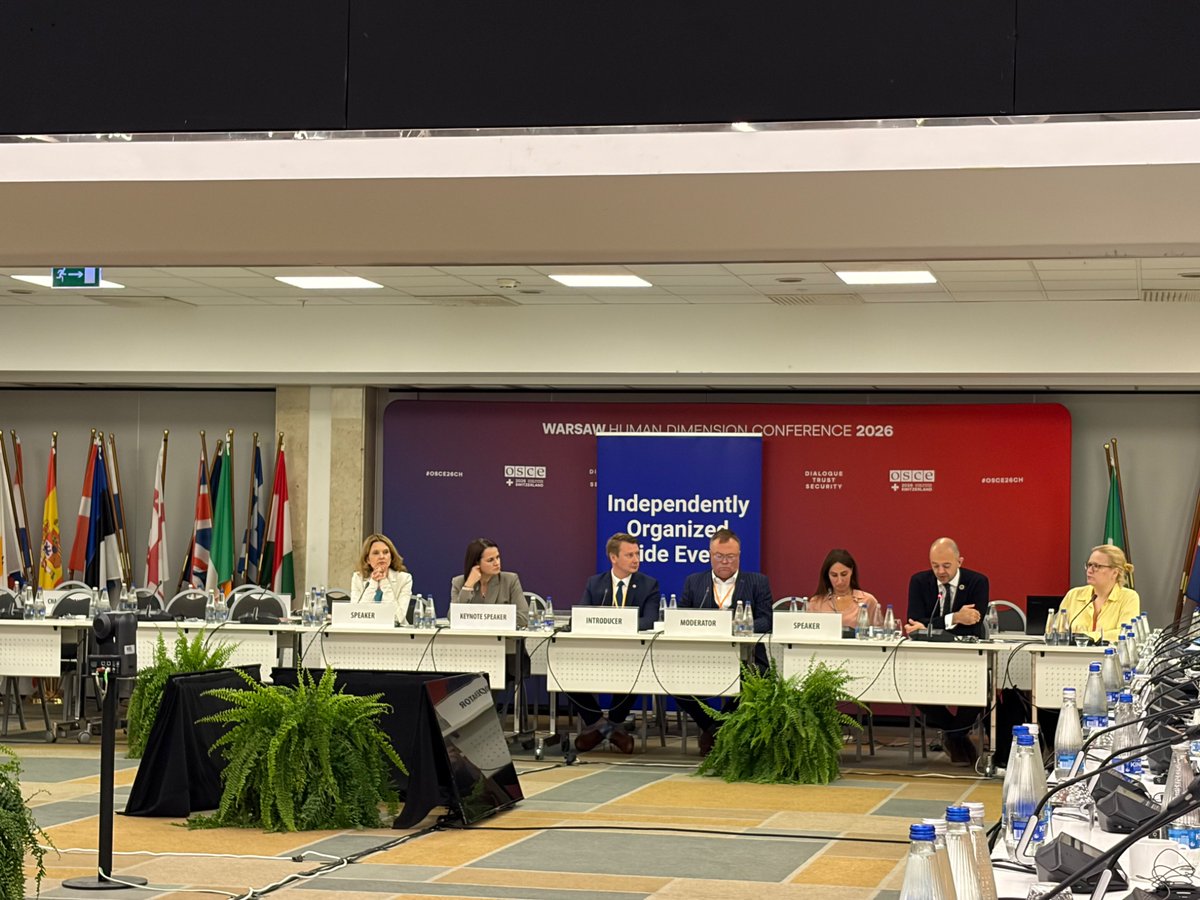 LT_OSCE's tweet photo. At the Warsaw Human Dimension Conference, #NB8 countries hosted a side event addressing transnational repression across the OSCE region. Lithuania 🇱🇹 remains committed to protecting those targeted in exile and ensuring that perpetrators are held accountable. https://t.co/owyIC8nnxU