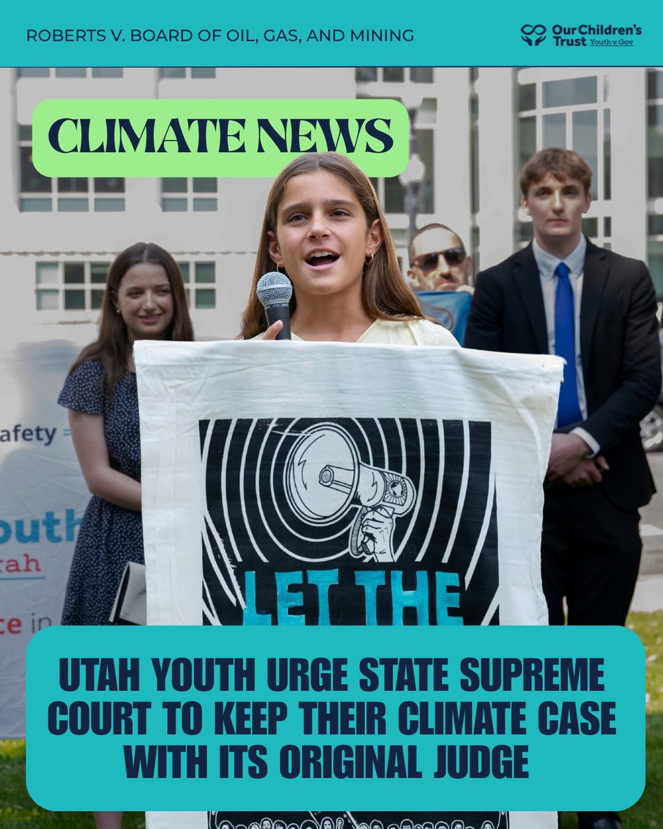 youthvgov's tweet photo. Ten Utah youth are asking the State Supreme Court to keep their climate case with its original judge. The Court heard oral arguments yesterday. A decision is expected in the coming months, and proceedings remain paused until then. Learn more: https://t.co/YkRqNNaOaX https://t.co/yqkoOIAJla