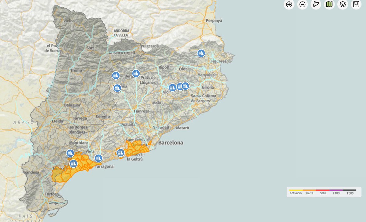 emergenciescat's tweet photo. ⚠️ Emergència #INUNCAT

L’@aigua_cat emet un avís hidrològic al Baix Llobregat i municipis de comarques veïnes per possibles augments sobtats del nivell de rius i rieres.

🚫 Eviteu guals, punts baixos i accessos a les lleres. Respecteu els tancaments preventius. https://t.co/a7sg3QeVUE