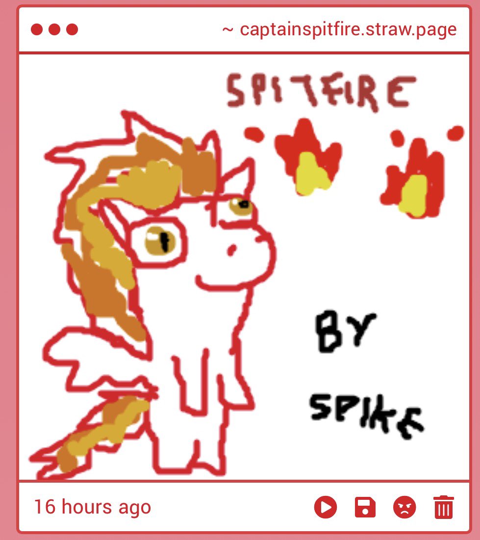 CaptainSpitfir3's tweet photo. Thank you Spike for this beautiful art!
This is going RIGHT up on the Wonderbolts fridge.
*sticks there with magnet* https://t.co/ePk7Ja3Vq4