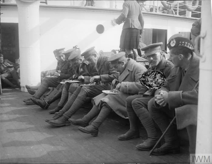MilitaryJournal's tweet photo. Officers of the right half, 2nd Battalion, Scots Guards, aboard the troopship SS Lake Michigan on 6 October 1914. The officer looking towards the camera is Captain the Hon. D.A. Kinnaird, who was killed on 24 October 1914.

📸  Sergeant Christopher Pilkington / IWM (Q 57127) https://t.co/pAA8Cj45fR