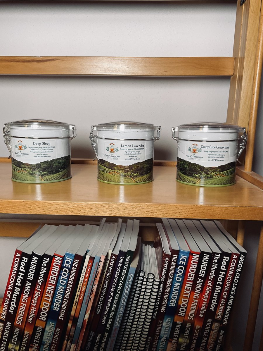 MichelePW's tweet photo. Charlie doesn’t start a case without putting the kettle on.

The blends from the books are real now: Candy Cane Concoctions, Lemon Lavender, Deep Sleep.

Read the murder. Sip what she would have poured.
https://t.co/t4C49XTVtD https://t.co/4253sAAcku