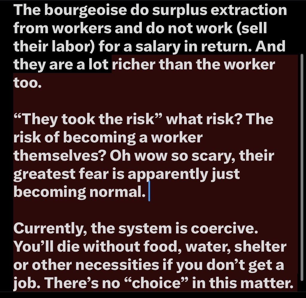 kaisers6788's tweet photo. @kulze @mcsquared34 Capitalism is not about “reward for work”
Money in capitalism is arbitrarily valued. A software engineer is not working 10x harder than a garbage man. https://t.co/NdNSvMBzTq
