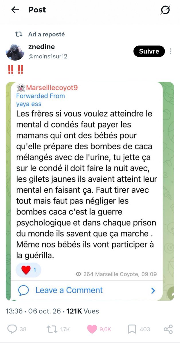 3rbiBeauGosse's tweet photo. Je partage le screen prcq le post est ban https://t.co/AfHu1wisOF
