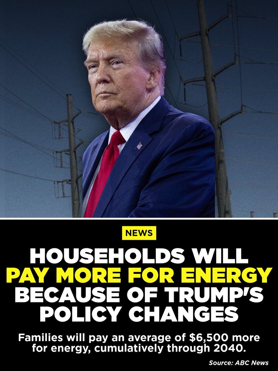 HouseDemocrats's tweet photo. Trump promised to cut your utility bill in half. He's done the exact opposite.

Your energy bills will be even HIGHER because of Trump and Republicans' costly agenda. https://t.co/0wRX4gD2os