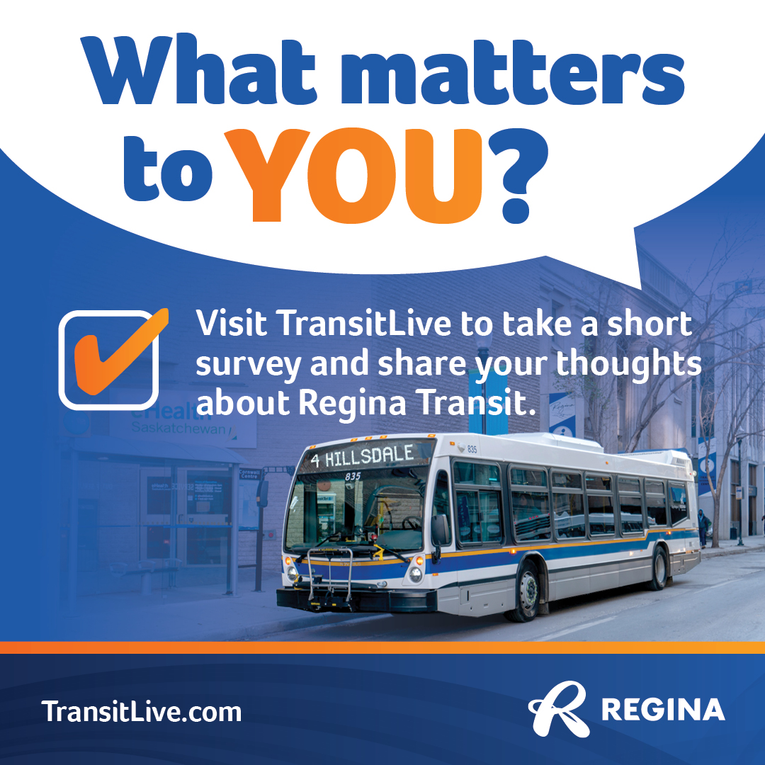 YQRTransit's tweet photo. We want your feedback! Have a say in helping to shape the services you use and routes you take.

This survey will be open on https://t.co/h1Jt0LCRgL until Sunday, October 18.

The survey is also available in the TransitLive app. Get it on the App Store and on Google Play. https://t.co/YSdUtXl4Y2