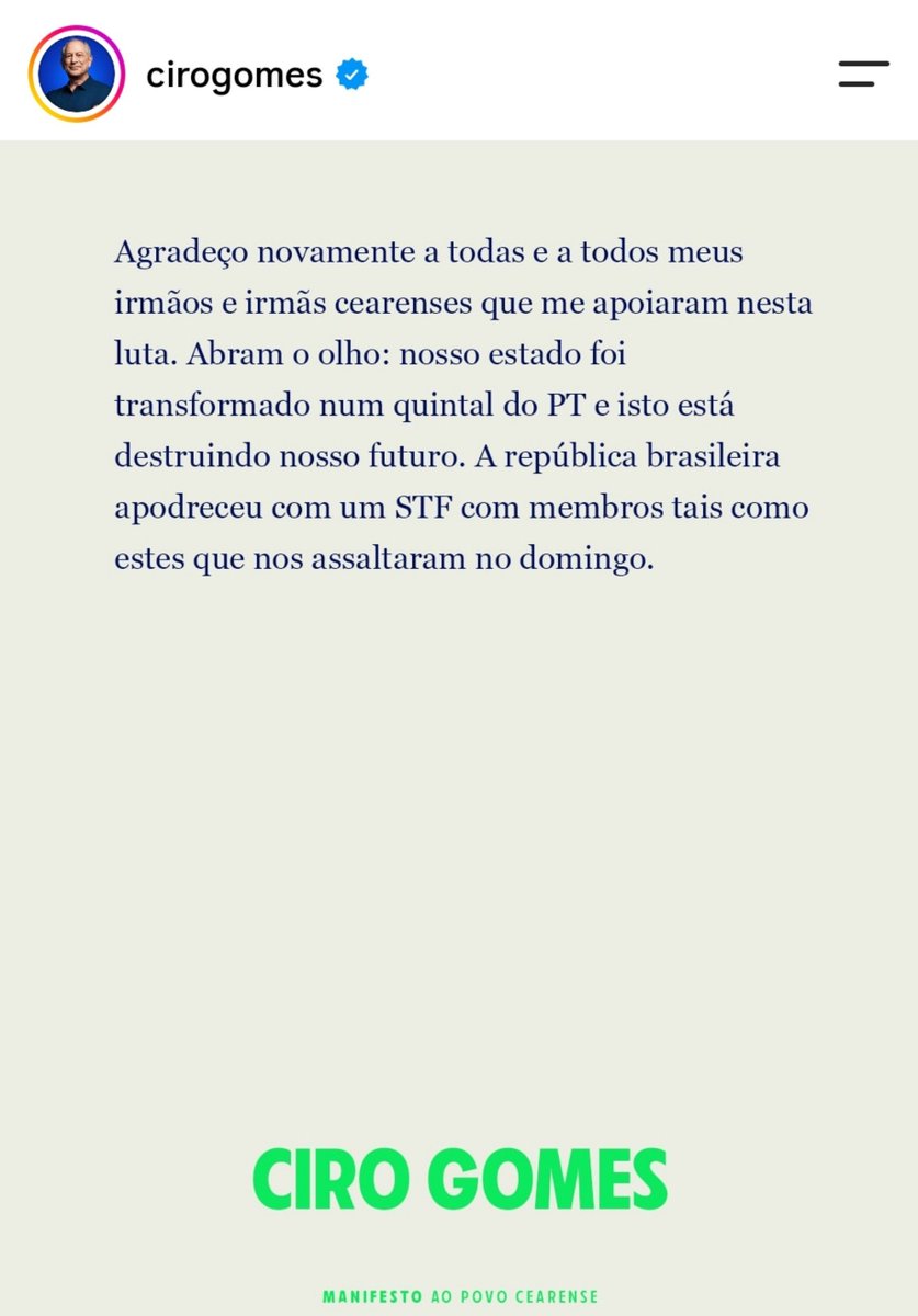 MiguelMartinsMS's tweet photo. Ciro Gomes bolsonarizou de vez.

Derrotado, não reconhece a derrota e ataca as instituição tal qual fazem seus novos aliados.

E claro, "é tudo culpa do PT" https://t.co/Eeuak2A65v