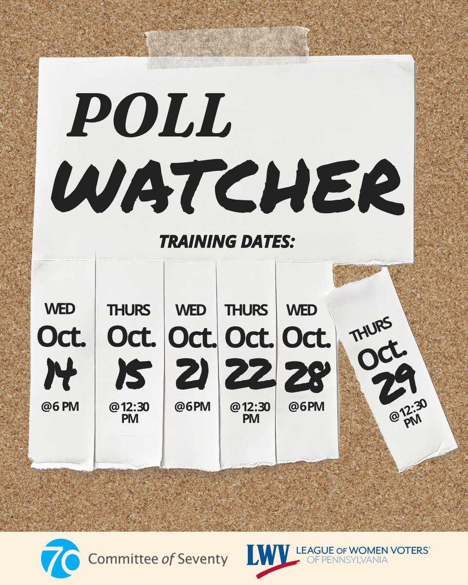 Committeeof70's tweet photo. Consider this your sign to take a tab and become a poll watcher!

BE A WATCHDOG and help ensure polling places follow the rules on Election Day at the polls!

Sign up for a training here: https://t.co/RhHXbtK1fc https://t.co/3L53kpD5xA