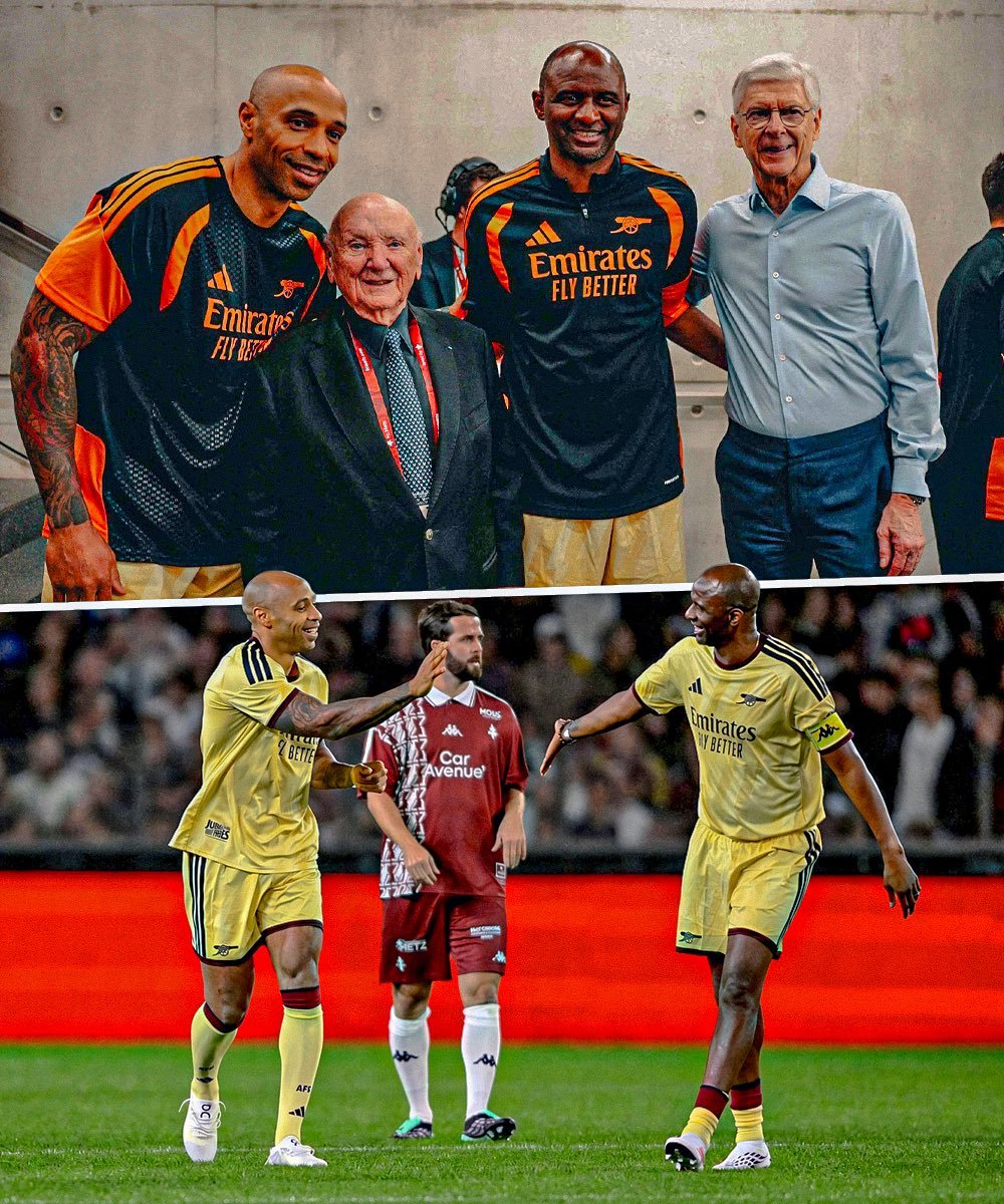 Whitetalker95's tweet photo. Arsenal legends reunited at Robert Pires’ tribute match tonight in Metz, France.

Tears in my eyes. Proper Arsenal. 🥹 https://t.co/vKAMjoaESR