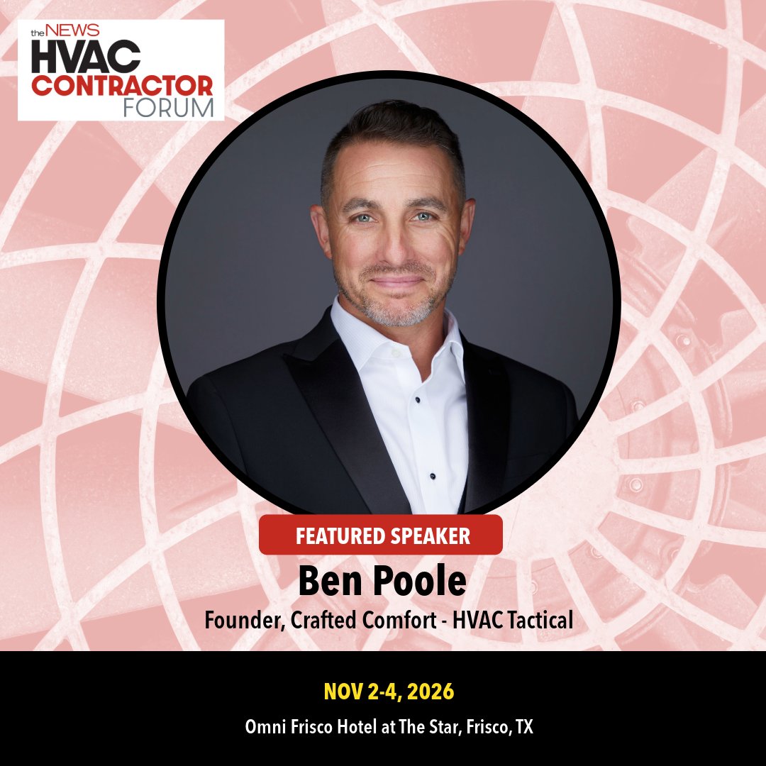 achrnews's tweet photo. Want your HVAC business to stand out online? 📱 Ben Poole of @hvactactical presents "Building a Social Media Brand in HVAC" at the HVAC Contractor Forum.

🗓️ Nov 2-4, 2026 | Frisco, TX
Register: https://t.co/Tug047OWNT
#HVAC #HVACContractorForum #HVACForum https://t.co/Rxy7oWLv0T