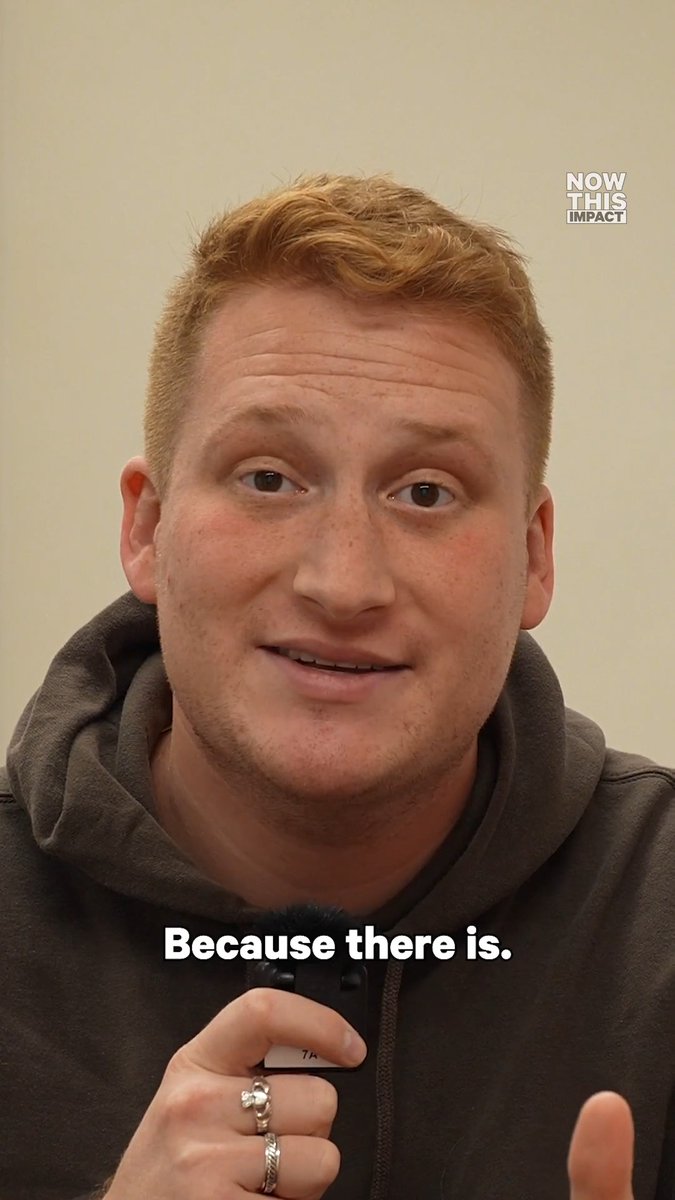 A red-haired man in a gray hoodie speaks into a lavalier microphone with a determined expression, with the caption "Because there is." displayed below him. The "NOW THIS IMPACT" logo appears in the top right corner, and his statement directly answers the question about products being recalled, suggesting there is indeed a reason for the concern.